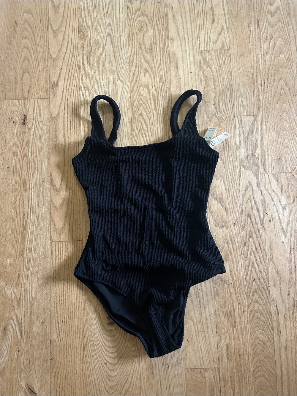 aerie Black Ribbed Tank One-Piece Swimsuit